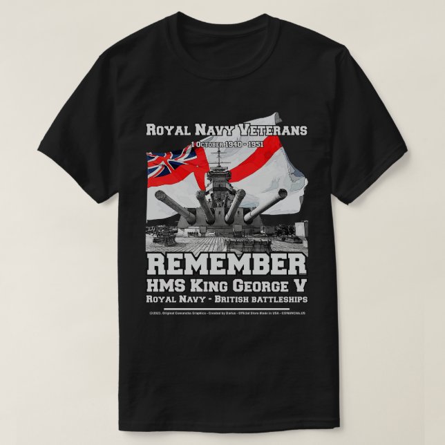 T-shirt HMS King George Vclass Bataillon des anciens comba (Design devant)