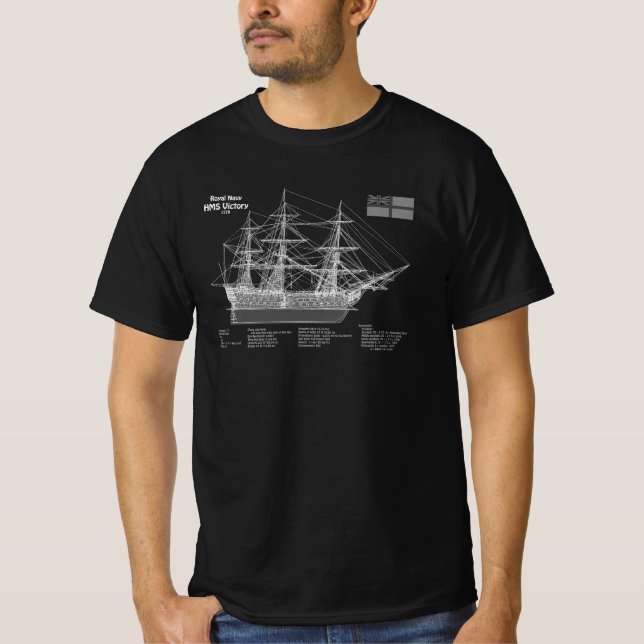 T-shirt HMS Victory - Plan de plan des navires ABD (Devant)