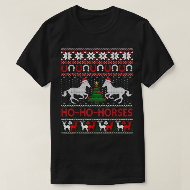T-shirt Ho Chevaux Noël Vilain Sweater Equestrio (Design devant)