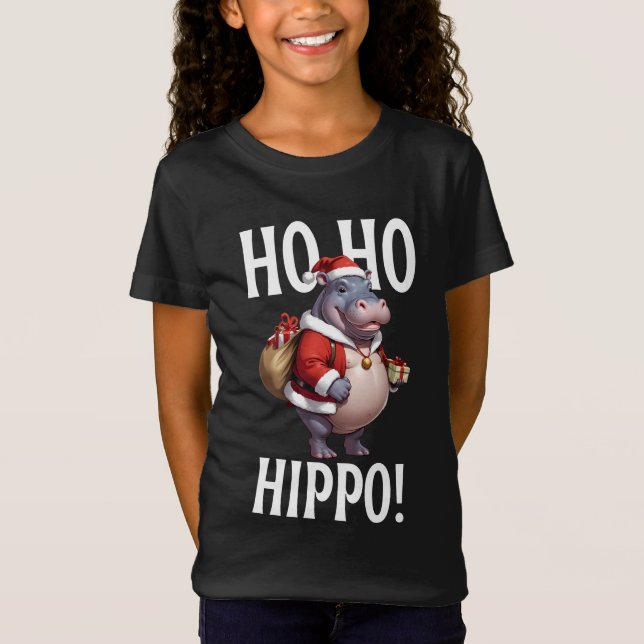 T-Shirt Ho Ho Hippo Christmas Humor Design (Devant)