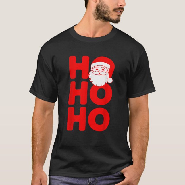 T-shirt HO HO HO 3 Santa Claus Xmas  (Devant)