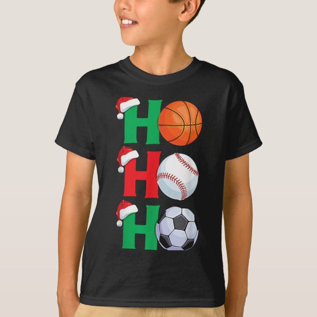 T-shirt Ho Ho Ho Boys Christmas Srts Basketball S (Devant)