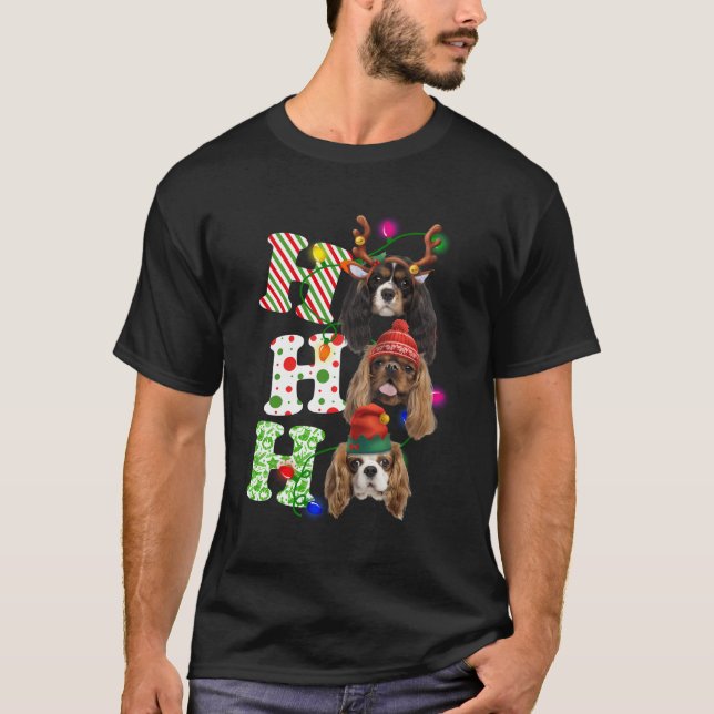 T-shirt Ho Ho Ho Cavalier Roi Charles Espagnol Maître Chri (Devant)
