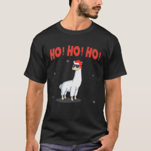 T-shirt Ho Ho Ho Cute Llama Santa Hat HO Cube Correspondan