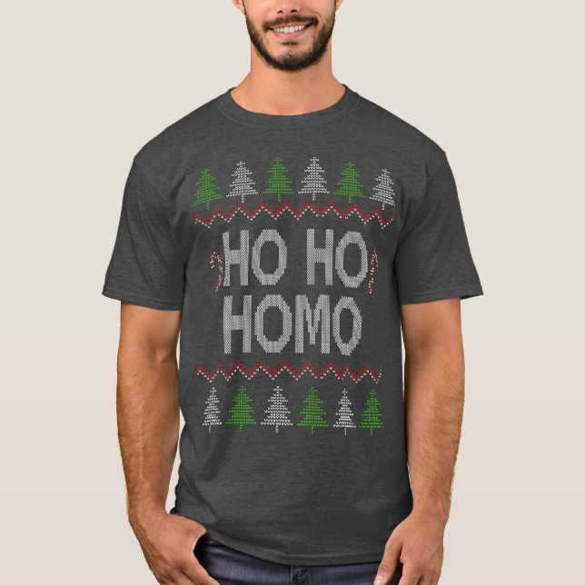 T-shirt Ho Ho Ho Homo Homosexuel LGB Gay Vilain Noël (Devant)