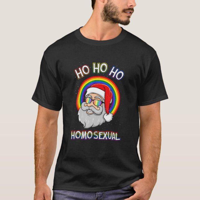 T-shirt Ho Ho Ho Homosexuel Holiges LGBT Laid Noël S (Devant)