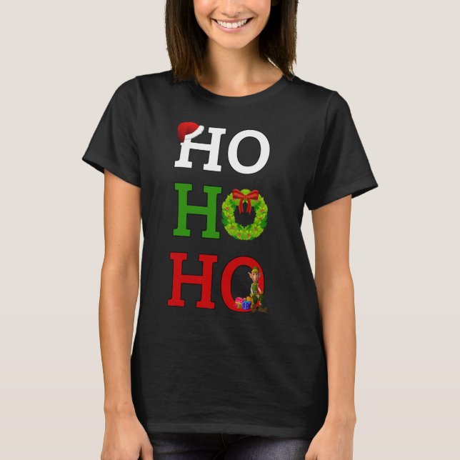 T-shirt Ho Ho Ho Joyeux Elf de Noël (Devant)