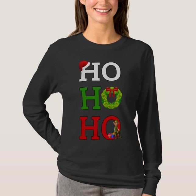 T-shirt Ho Ho Ho Joyeux Elf de Noël (Devant)