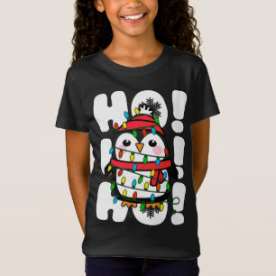 T-Shirt Ho Ho Ho Les lumières de Noël mignonne Penguin
