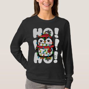 T-shirt Ho Ho Ho Les lumières de Noël mignonne Penguin