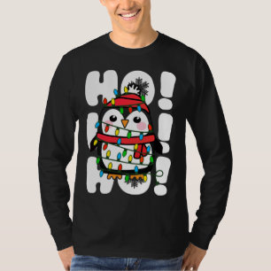 T-shirt Ho Ho Ho Les lumières de Noël mignonne Penguin