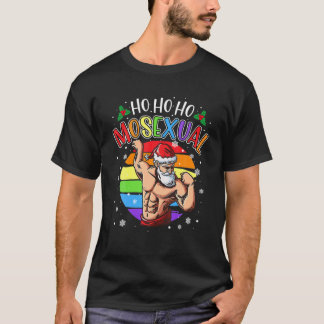 T-shirt Ho Ho Ho Mosexué Gay Père Noël Costume arc-en-ciel