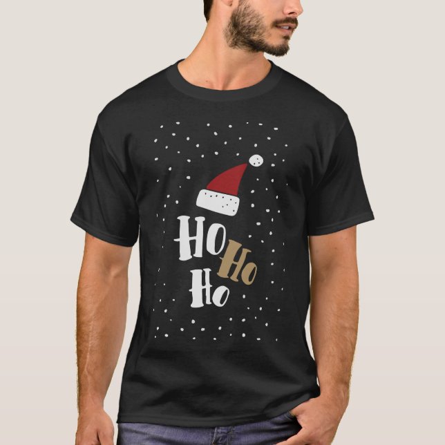 T-shirt Ho Ho Ho, Noël Vintage   (Devant)