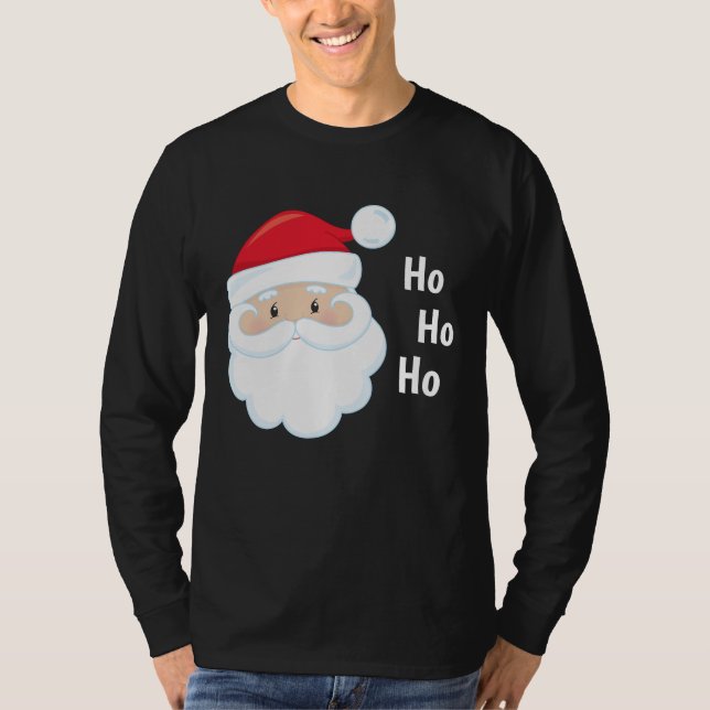 T-shirt Ho Ho Ho Père Noël Face Noël Fêtes Rouge Blanc (Devant)