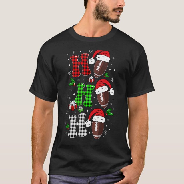 T-shirt Ho Ho Ho Père Noël Football américain Noël (Devant)