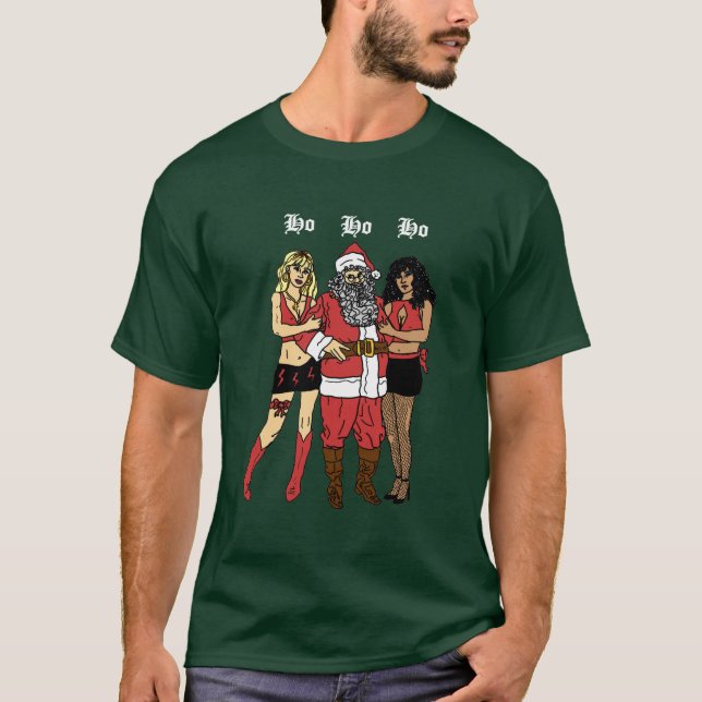 T-shirt Ho Ho Ho Père Noël (vert) (Devant)