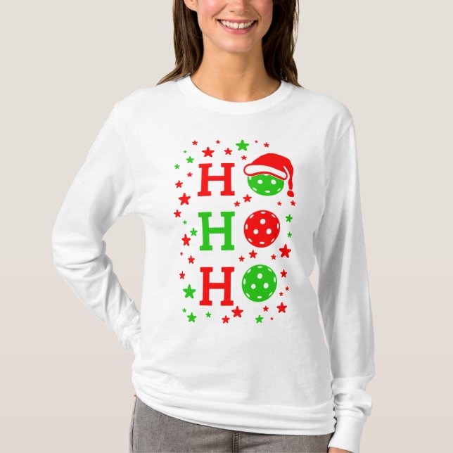 T-shirt Ho, Ho, Ho Pickleball Noël (Devant)