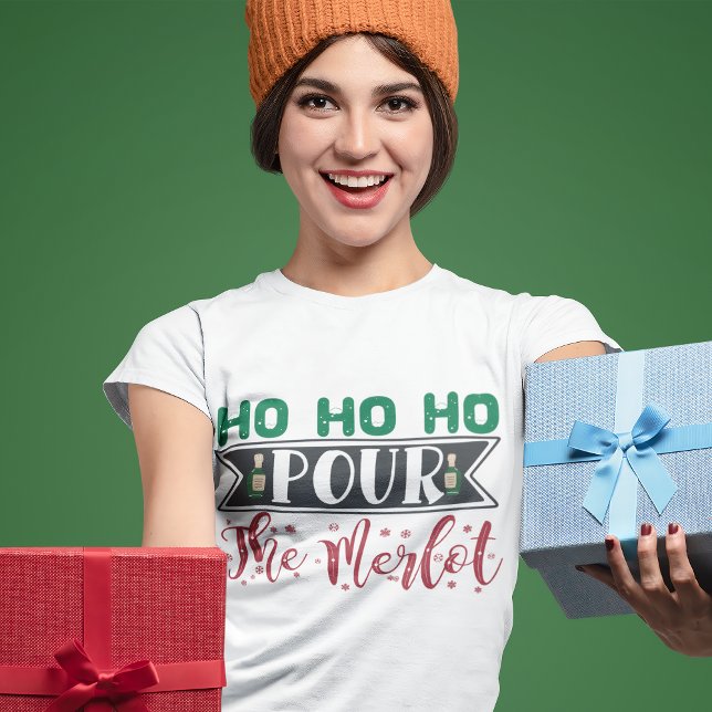 T-shirt Ho Ho Ho Pour Le Merlot Drôle Noël Boire (Créateur téléchargé)
