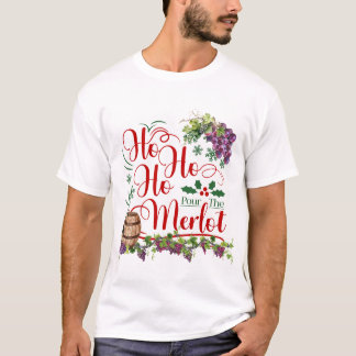 T-shirt Ho Ho Ho Pour Verser La Vigne De Raisin À Merlot
