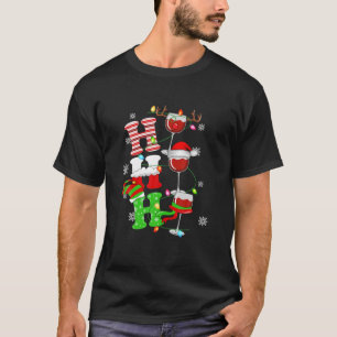 T-shirt Ho Ho Ho Santa Claus Casquette Reindeer Vin Verre