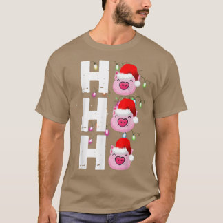 T-shirt HO HO HO Santa Hat Funny Cochon Christmas
