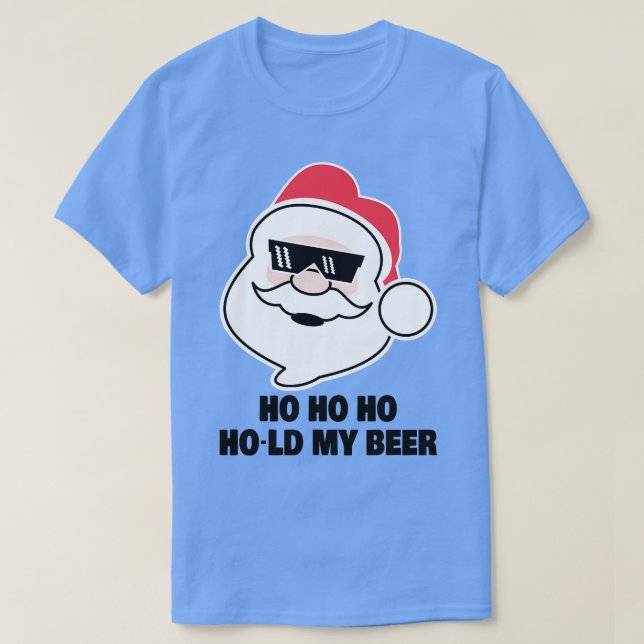 T-shirt Ho Ho Ho Tenir Ma Bière Drôle Père Noël Citation À (Design devant)