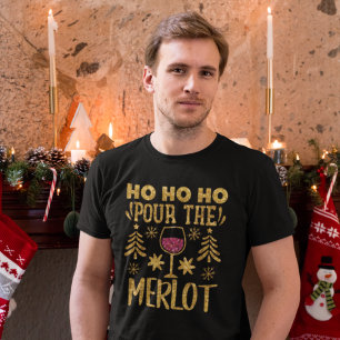 T-shirt Ho Ho Ho Versez la Merlot Gold Parties scintillant