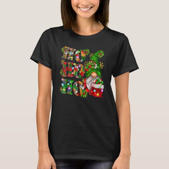 T-shirt Ho Ho Ho Western Christmas Gnome Merry Christmas L (Devant)