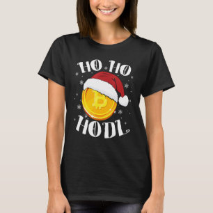 T-shirt Ho Ho Hodl Crypto Bitcoin Santa Hat Cryptomonnaie