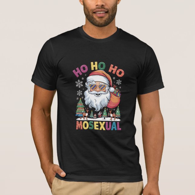 T-shirt Ho Ho Homosexuel Noël Père Noël Gay pride de vacan (Devant)