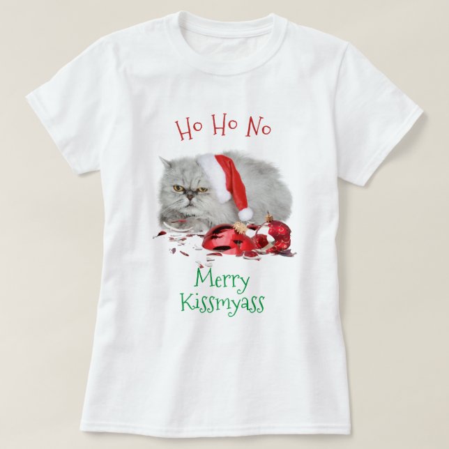 T-shirt Ho HO No Anti Christmas Gricpy Kitty Cat (Design devant)