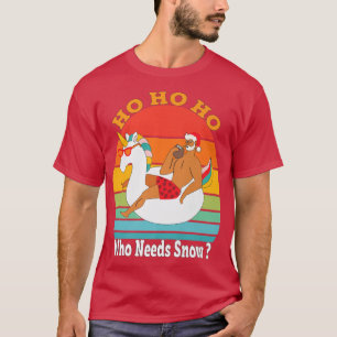 T-shirt Ho Ho Qui A Besoin De Père Noël Neige Avec Unicorn