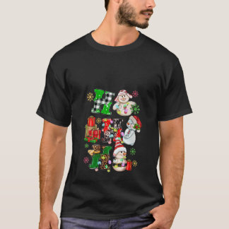 T-shirt Ho Ho Snowman Santa Hat Leopard Buffalo Plaid P