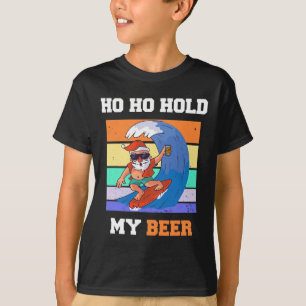 T-shirt Ho Ho Tenez Bière Surfeur Père Noël Xmas Fête de N