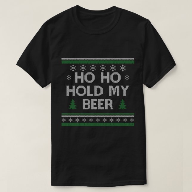 T-shirt Ho Ho Tenir Ma Bière Père Noël Vilain Noël Boire S (Design devant)