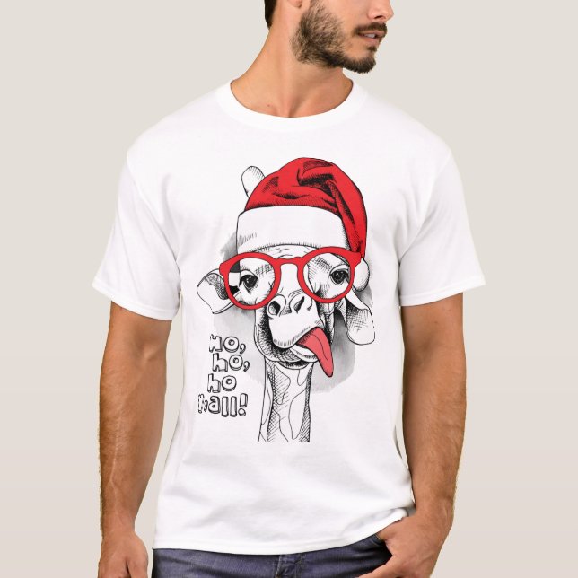 T-shirt Ho Ho Y’all Giraffe Men (Devant)