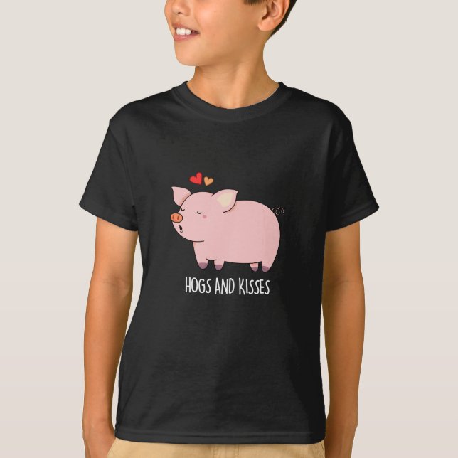 T-shirt Hochons et baisers Funny Hog Pig Pun Dark BG (Devant)