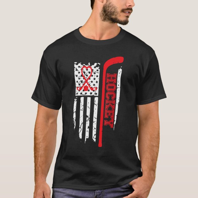 T-shirt Hockey américain Drapeau Usa Patriotique Maman Hoc (Devant)