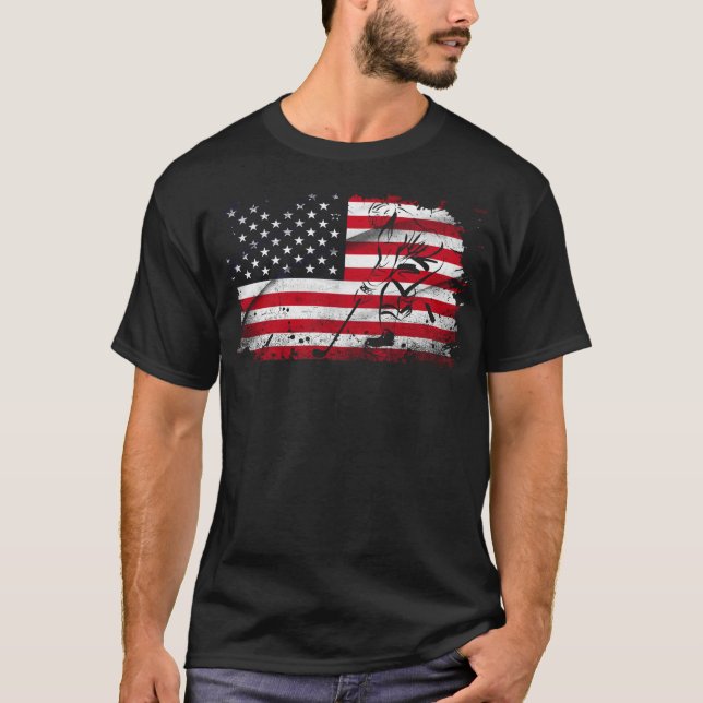 T-shirt Hockey américain sur drapeau Usa Patriotic (Devant)
