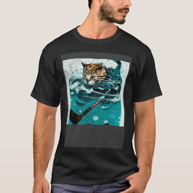 T-shirt Hockey de chat sous l'eau (Devant)