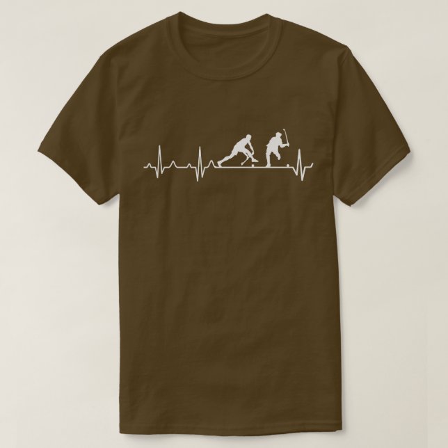 T-shirt Hockey de terrain battement de coeur J'aime le cha (Design devant)