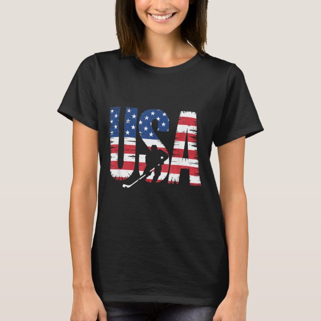 T-shirt Hockey Drapeau Américain (Devant)