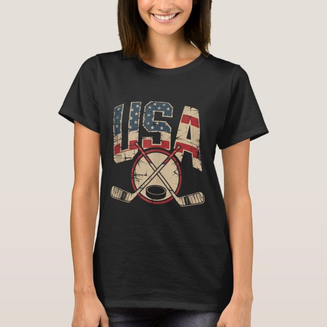 T-shirt Hockey Drapeau Américain (Devant)