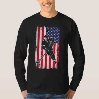 T-shirt Hockey Drapeau Américain Hockey Sur Glace Drapeau