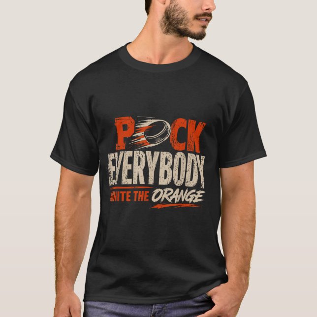 T-shirt Hockey Enforcer Orange 2 (Devant)