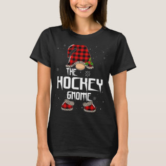 T-shirt Hockey Gnome Buffalo Plaid Matching Family Christm