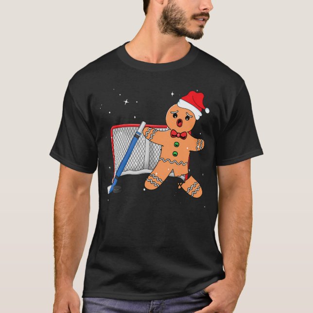 T-shirt Hockey Goalie Gingerbread Goalkeeper Funny Christm (Devant)