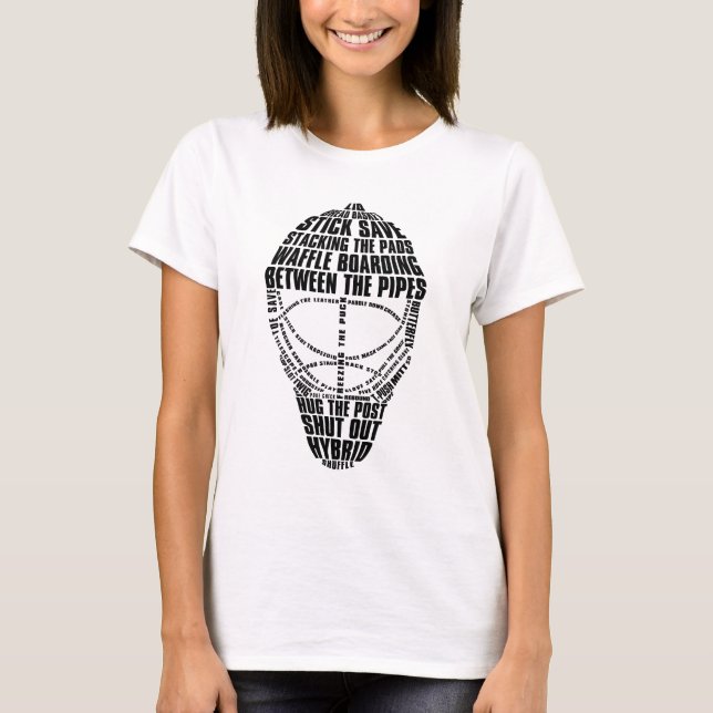 T-shirt Hockey Goalie Masque Mot Art, Avec Nom Et Numéro (Devant)