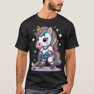 T-shirt Hockey Licorne Hockey sur Glace Mignon Drôle Fille