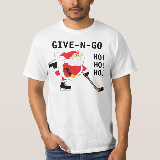 T-shirt Hockey Père Noël Patinage Noël Donner N Go (Devant)